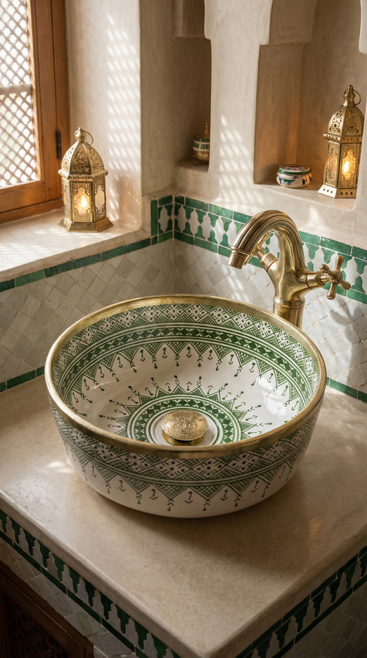 Royal Moroccan Sink with Brass rim #320