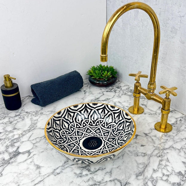 Vasque Marocaine Royale - Rebord doré 14k carats #53N