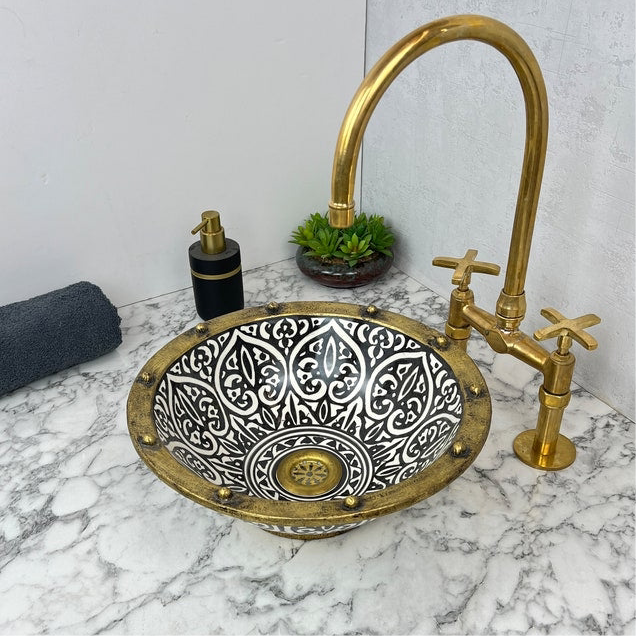 Moroccan Sink with brass rim #155