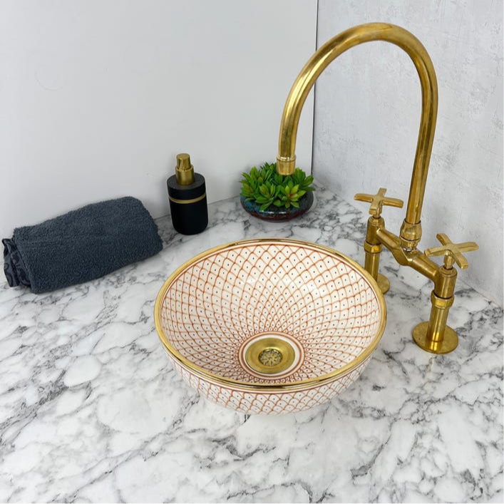 Royal Moroccan Sink - 14k golden rim #53E