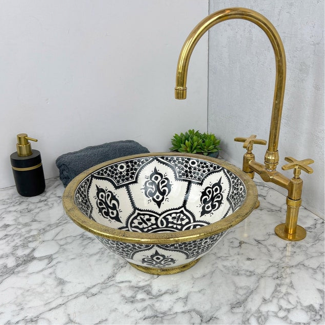 Moroccan Sink with brass rim #55F