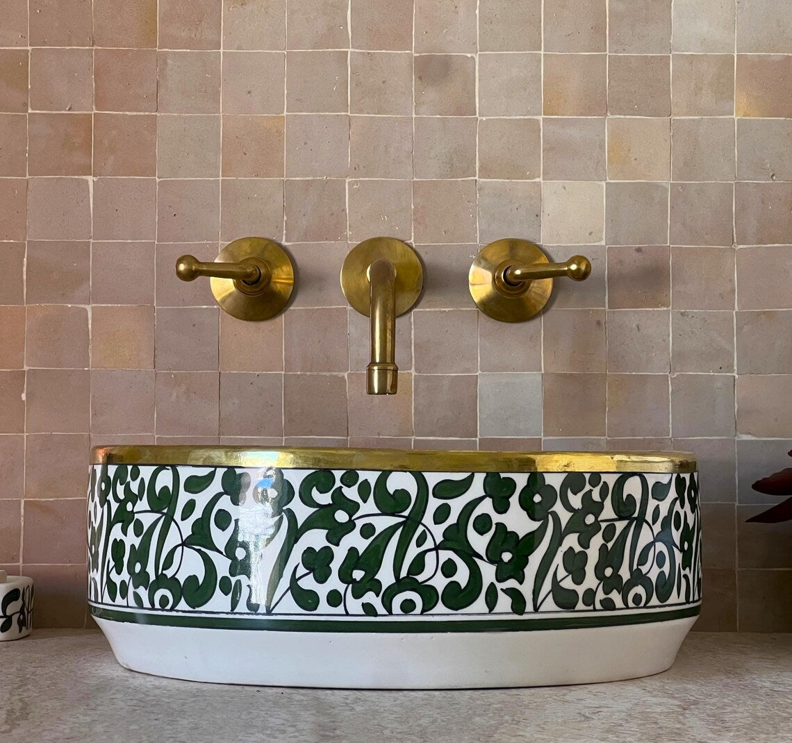 Marokkanisches Waschbecken mit Messingumrandung #49