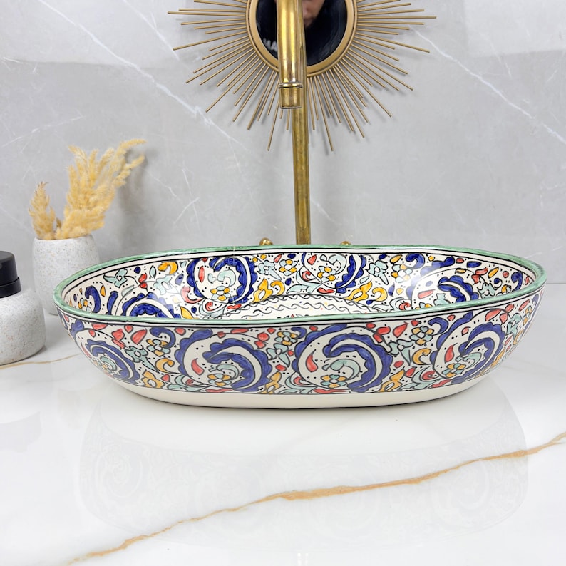 Vasque Marocaine Ovale en céramique de style oriental #313