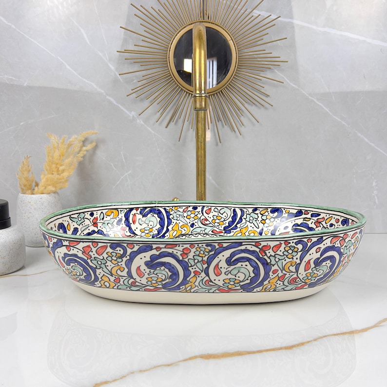 Vasque Marocaine Ovale en céramique de style oriental #313