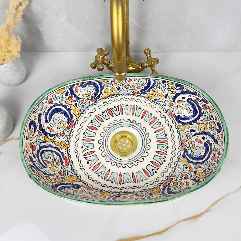 Vasque Marocaine Ovale en céramique de style oriental #313