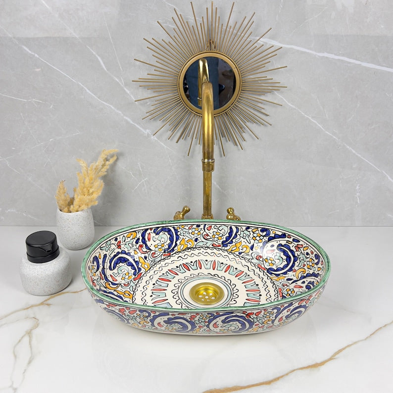 Vasque Marocaine Ovale en céramique de style oriental #313