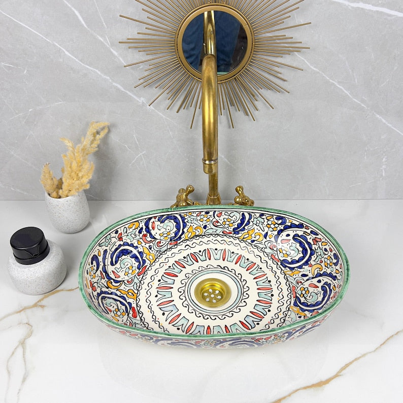 Vasque Marocaine Ovale en céramique de style oriental #313