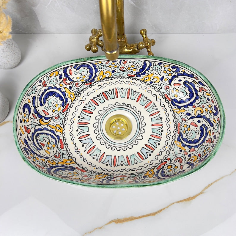 Vasque Marocaine Ovale en céramique de style oriental #313