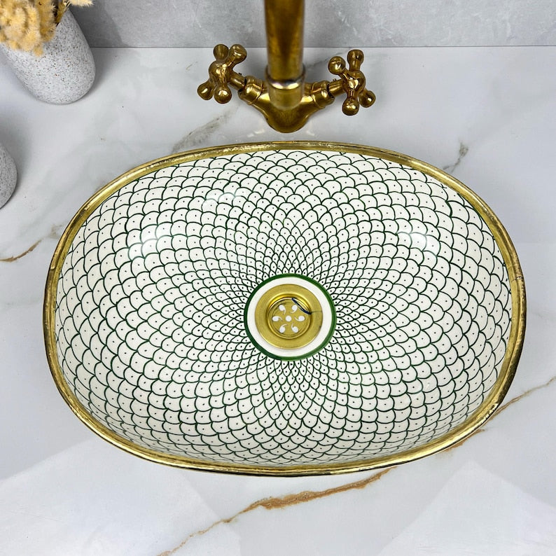 Vasque Marocaine Ovale en céramique de style oriental #314
