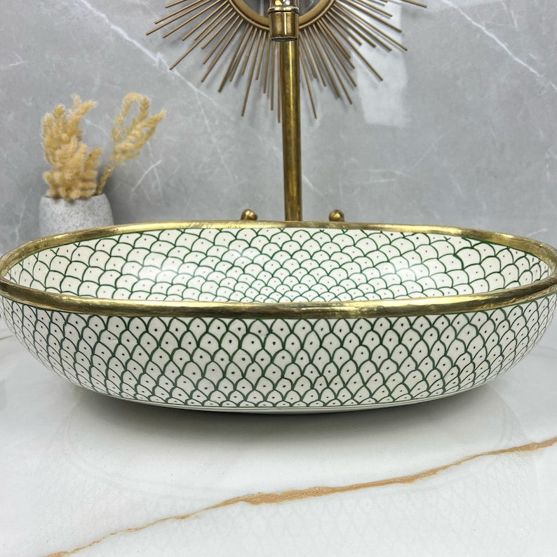 Vasque Marocaine Ovale en céramique de style oriental #314