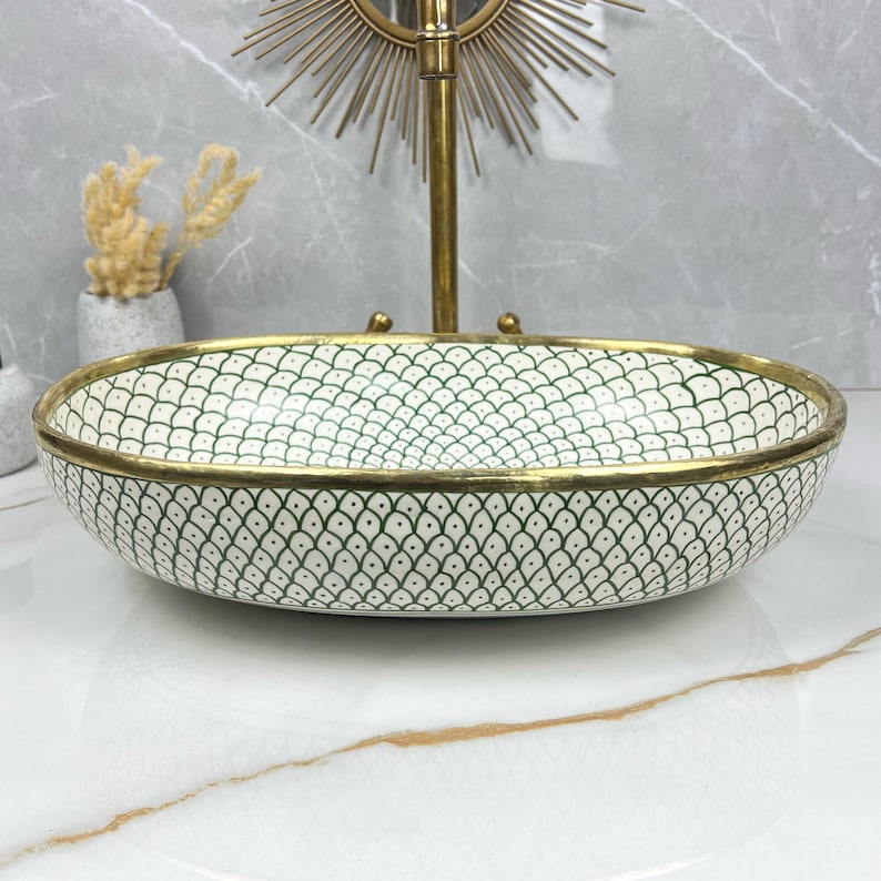 Vasque Marocaine Ovale en céramique de style oriental #314