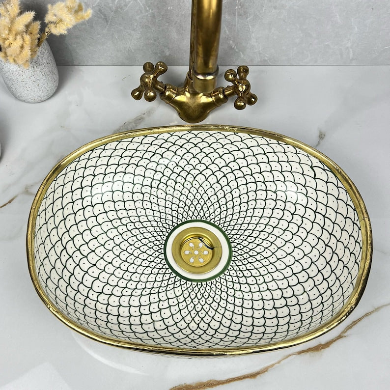 Vasque Marocaine Ovale en céramique de style oriental #314