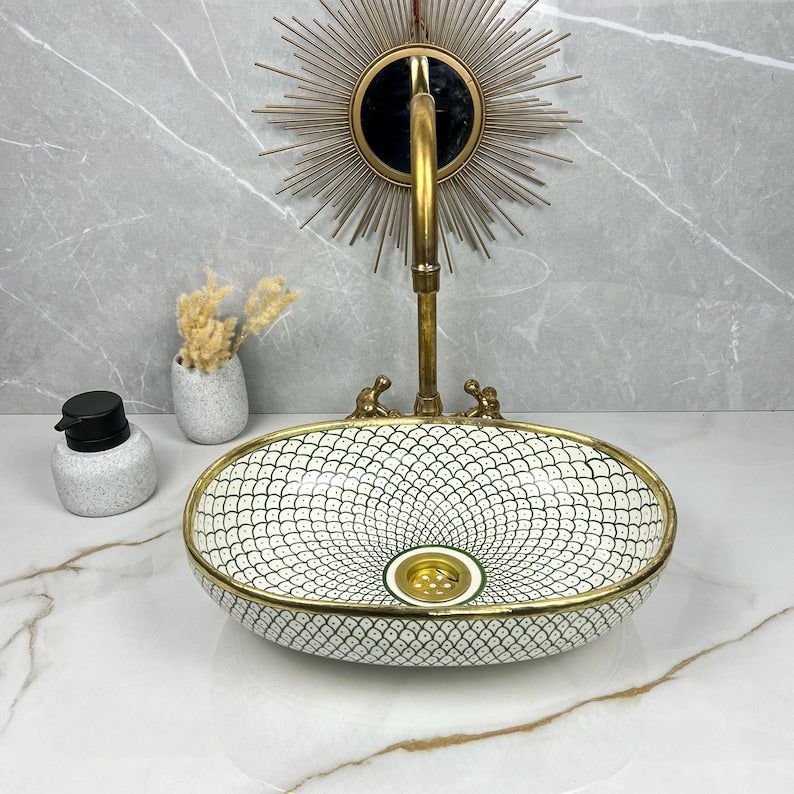 Vasque Marocaine Ovale en céramique de style oriental #314