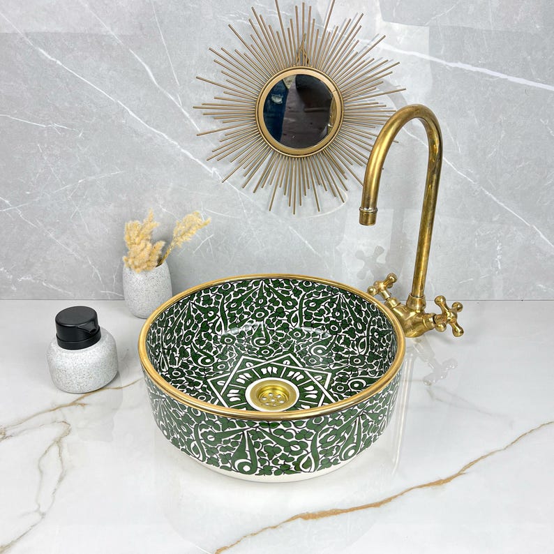 Königliches marokkanisches Becken – 14 Karat Goldrand Nr. 215