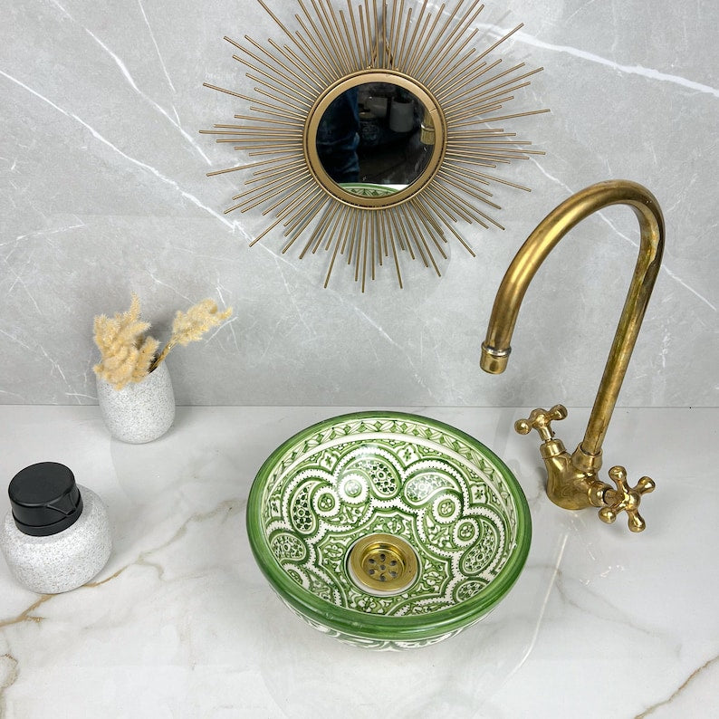 Marokkanisches Keramikwaschbecken im orientalischen Stil #254
