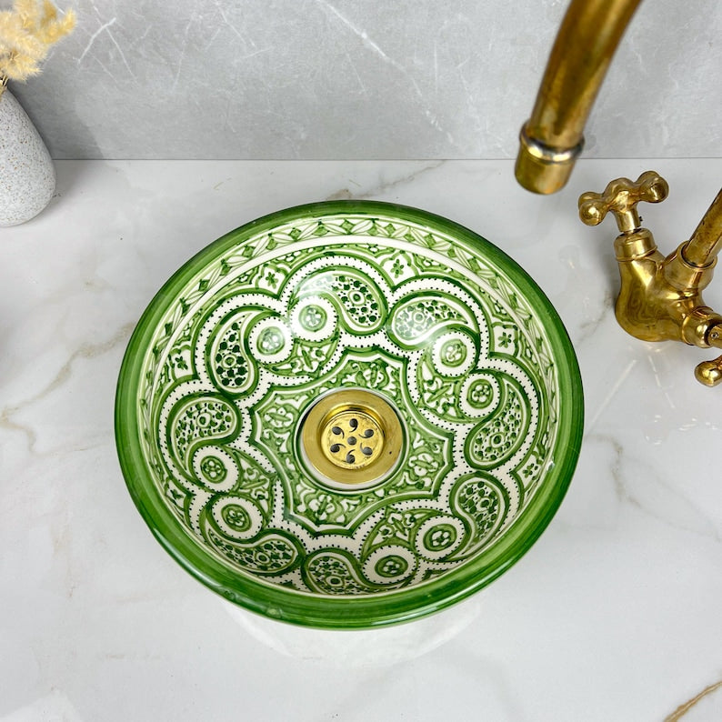Marokkanisches Keramikwaschbecken im orientalischen Stil #254