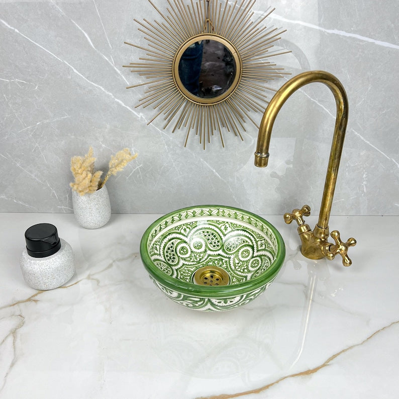Marokkanisches Keramikwaschbecken im orientalischen Stil #254