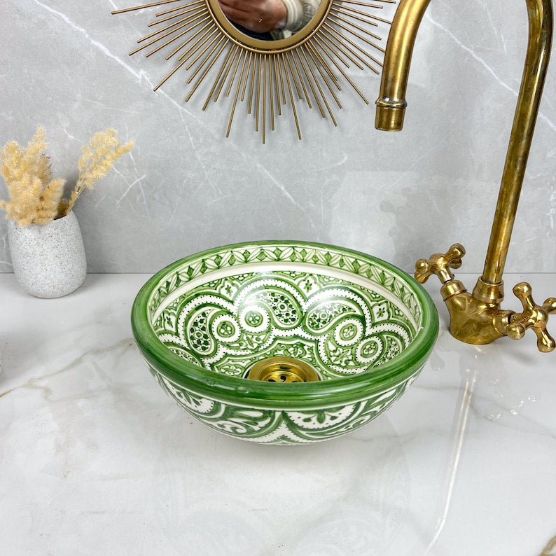 Marokkanisches Keramikwaschbecken im orientalischen Stil #254