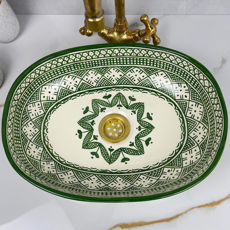 Vasque Marocaine Ovale en céramique de style oriental #315