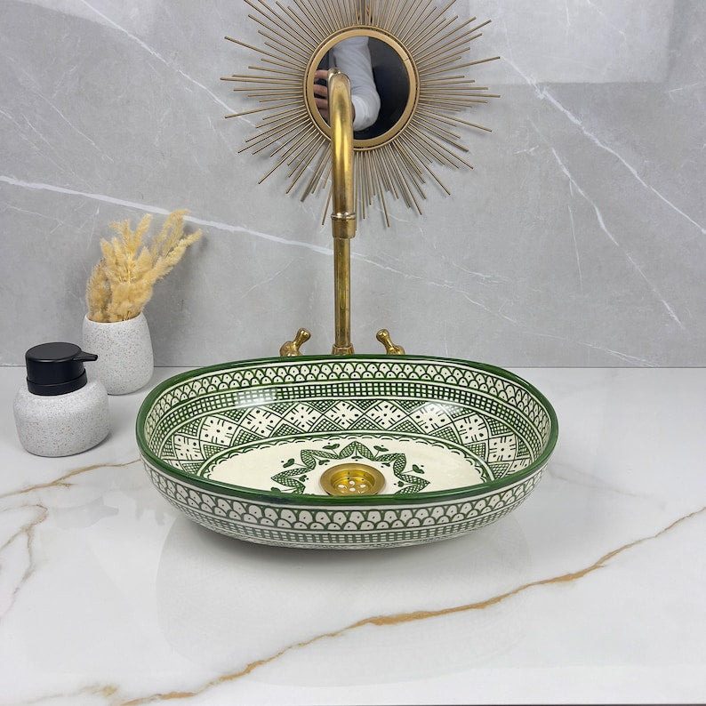 Vasque Marocaine Ovale en céramique de style oriental #315
