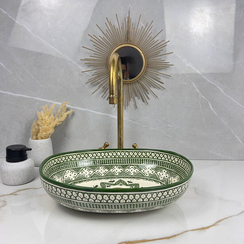 Vasque Marocaine Ovale en céramique de style oriental #315