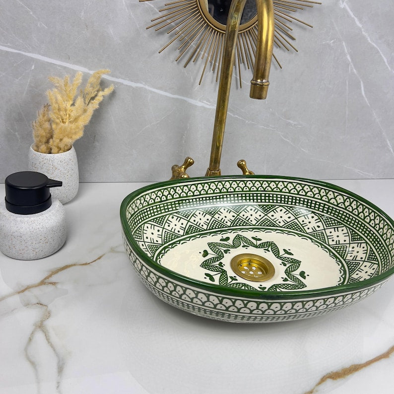 Vasque Marocaine Ovale en céramique de style oriental #315
