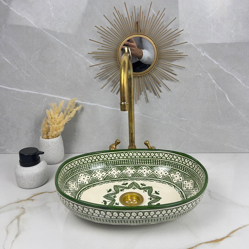 Vasque Marocaine Ovale en céramique de style oriental #315