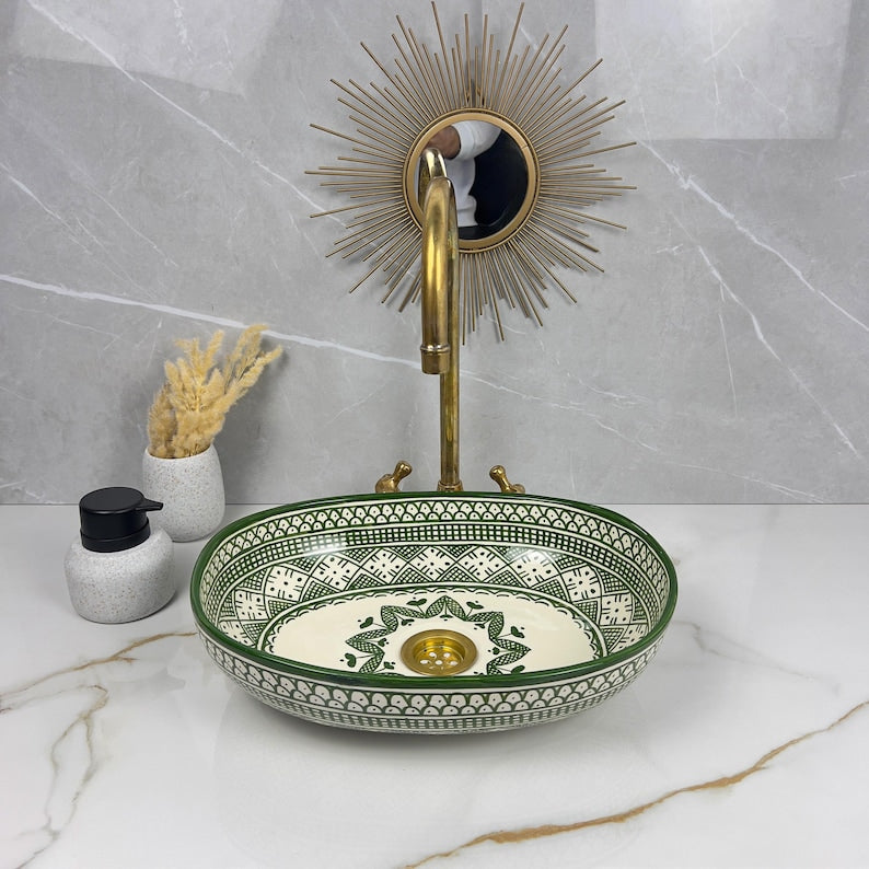 Vasque Marocaine Ovale en céramique de style oriental #315