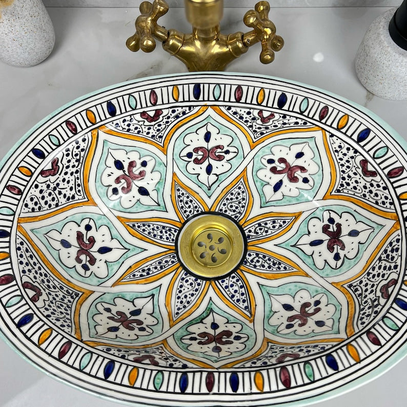 Vasque Marocaine Ovale en céramique de style oriental #316