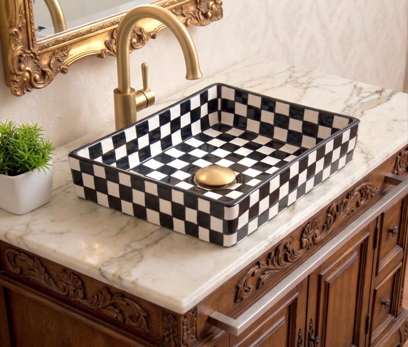 Vasque Marocaine Rectangulaire en céramique de style oriental #364