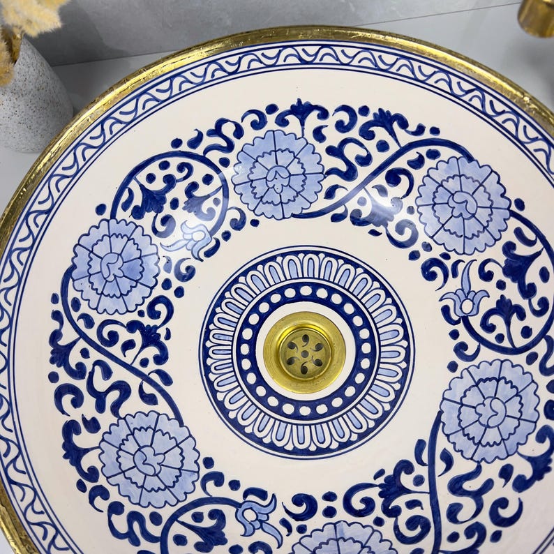 Königliches marokkanisches Becken – 14 Karat Goldrand Nr. 217