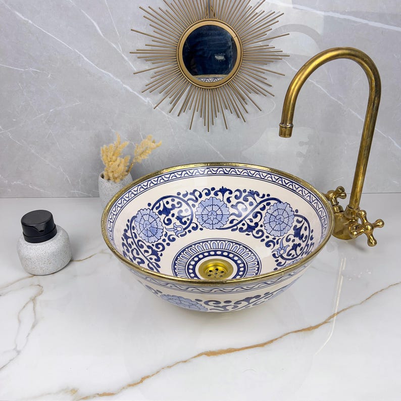 Königliches marokkanisches Becken – 14 Karat Goldrand Nr. 217