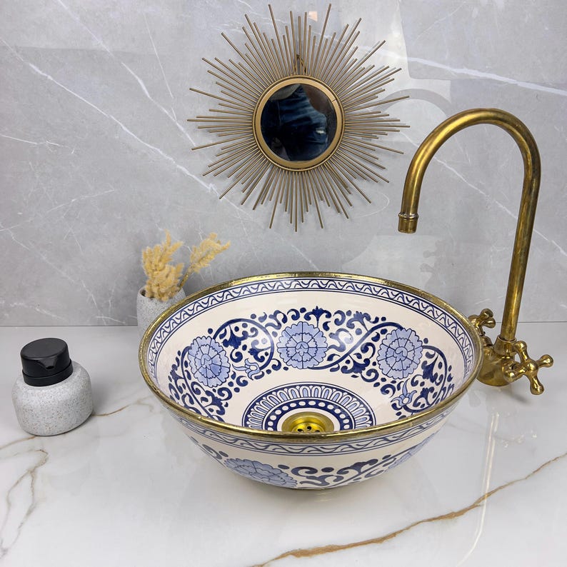 Königliches marokkanisches Becken – 14 Karat Goldrand Nr. 217