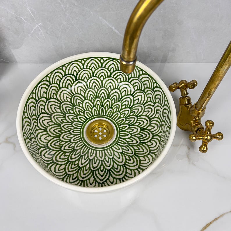 Marokkanisches Keramikwaschbecken im orientalischen Stil #295