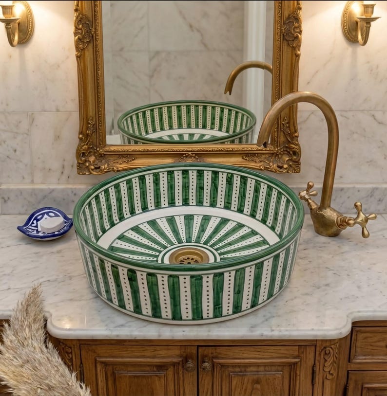 Marokkanisches Keramikwaschbecken im orientalischen Stil #340