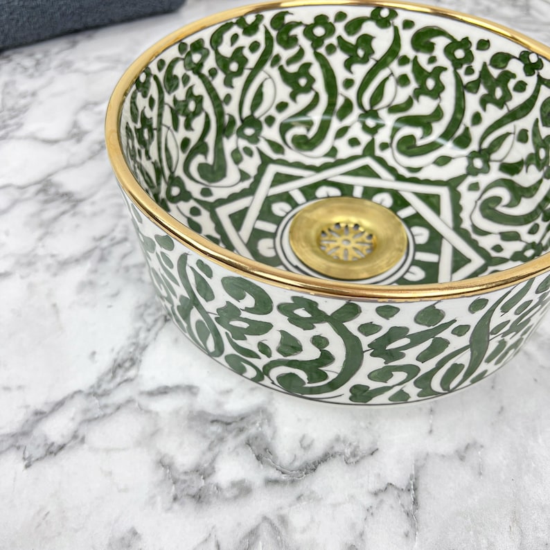 Vasque Marocaine Royale - Rebord doré 14k carats #53J