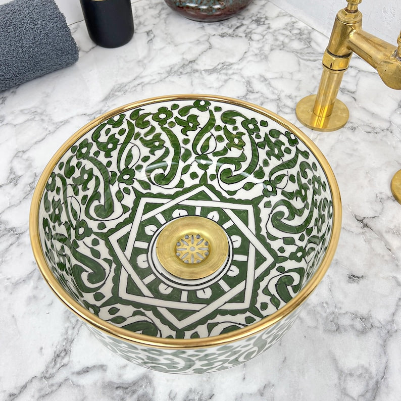 Vasque Marocaine Royale - Rebord doré 14k carats #53J