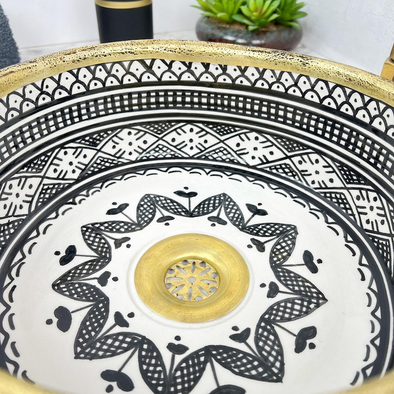 Moroccan Sink with brass rim #55C