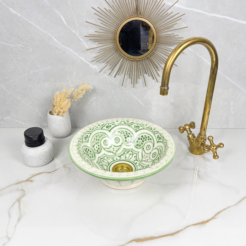 Marokkanisches Keramikwaschbecken im orientalischen Stil #256