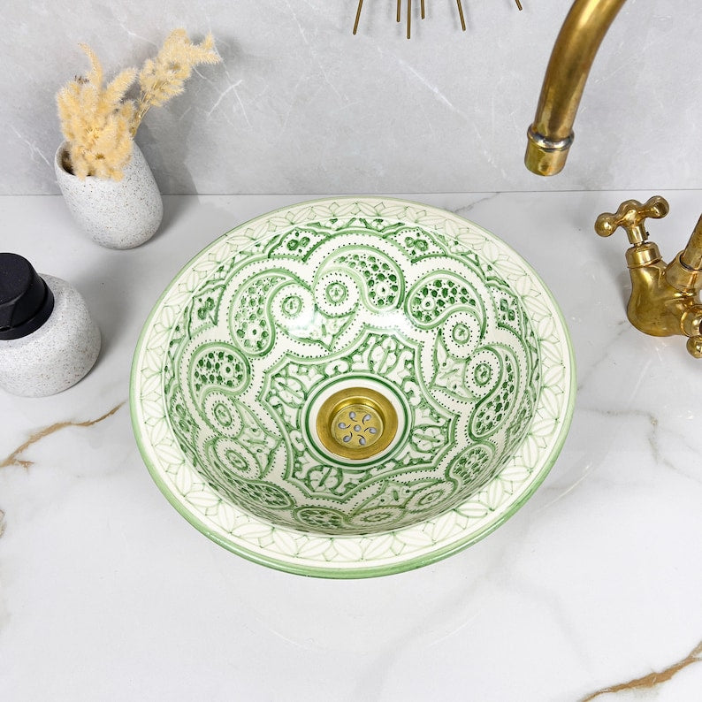 Marokkanisches Keramikwaschbecken im orientalischen Stil #256