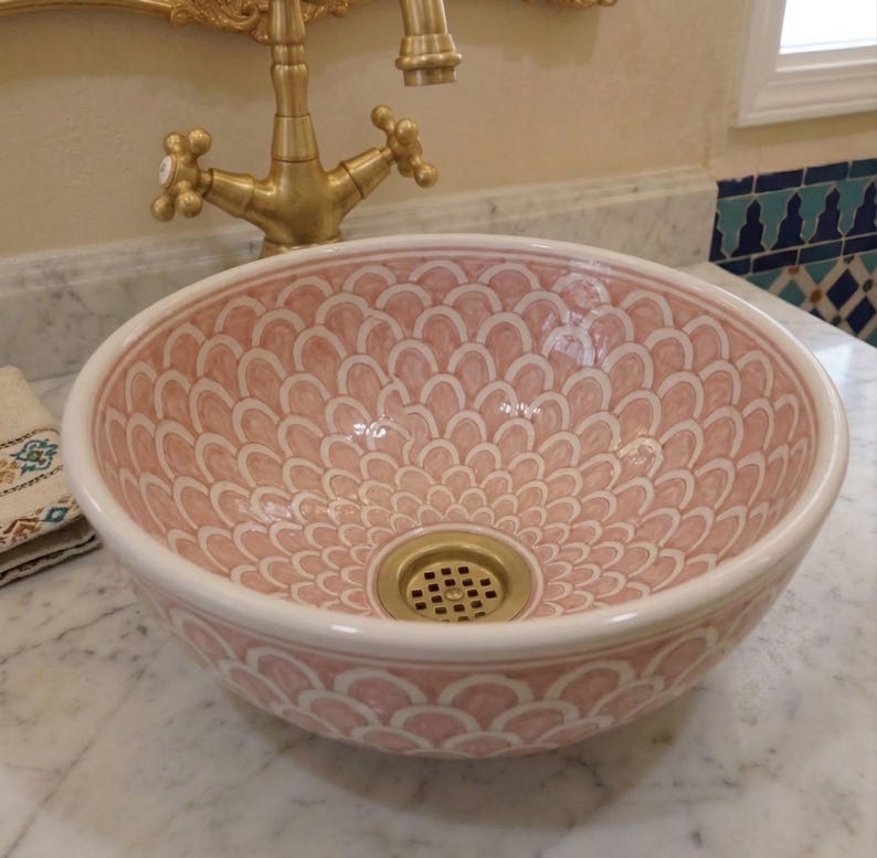Marokkanisches Keramikwaschbecken im orientalischen Stil #344