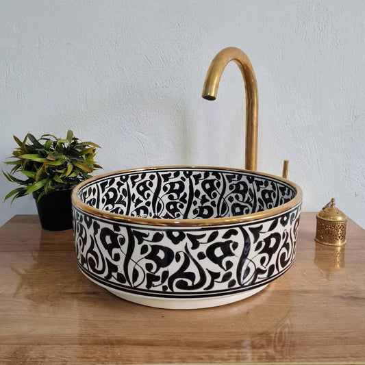 Royal Moroccan Sink - 14k golden rim #332