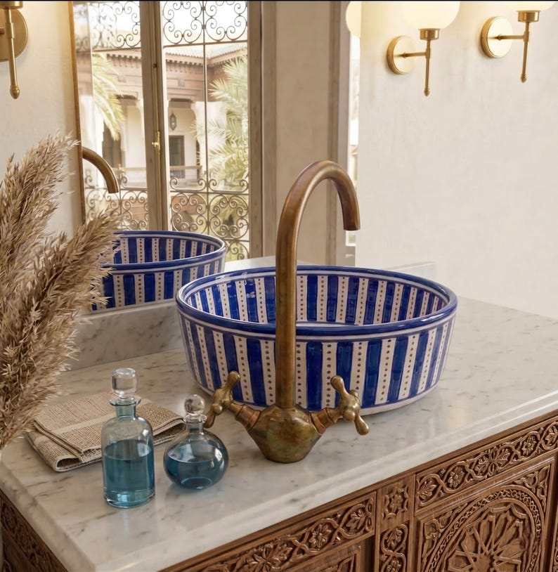 Marokkanisches Keramikwaschbecken im orientalischen Stil #339