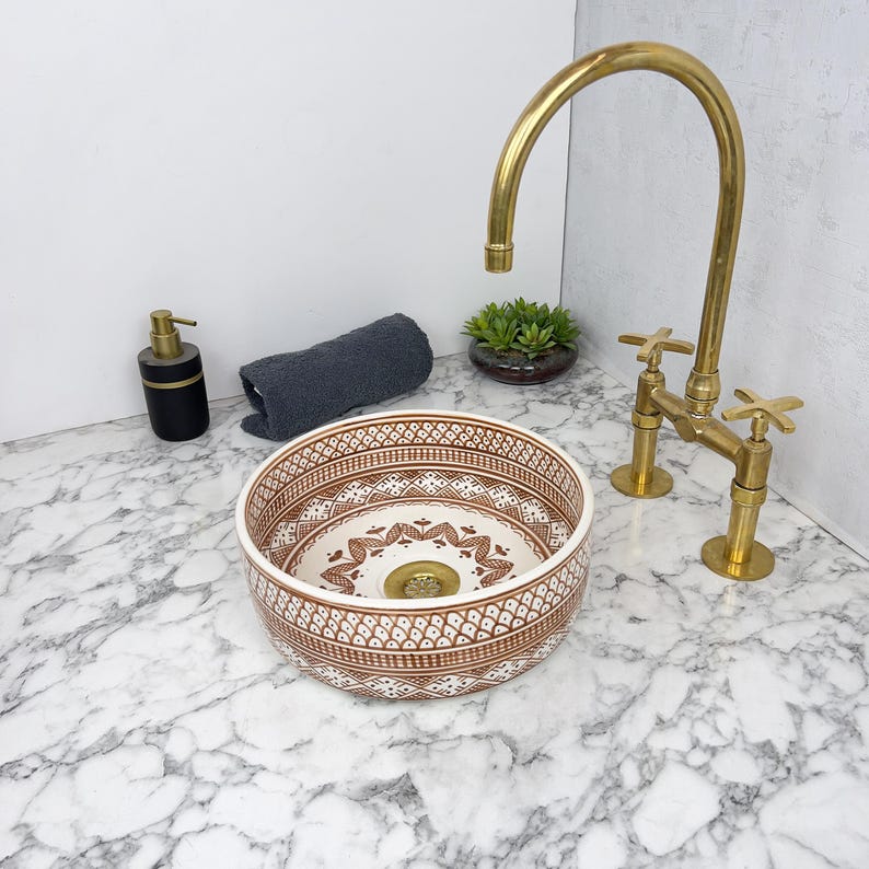 Marokkanisches Keramikwaschbecken im orientalischen Stil #144