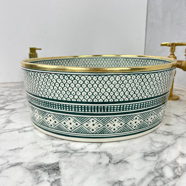 Vasque Marocaine Royale - Rebord doré 14k carats #53S