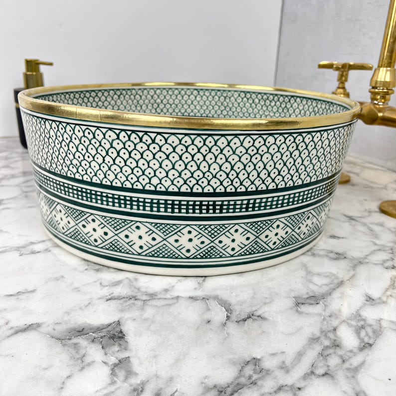 Vasque Marocaine Royale - Rebord doré 14k carats #53S