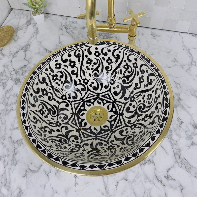 Moroccan Sink with brass rim #54B