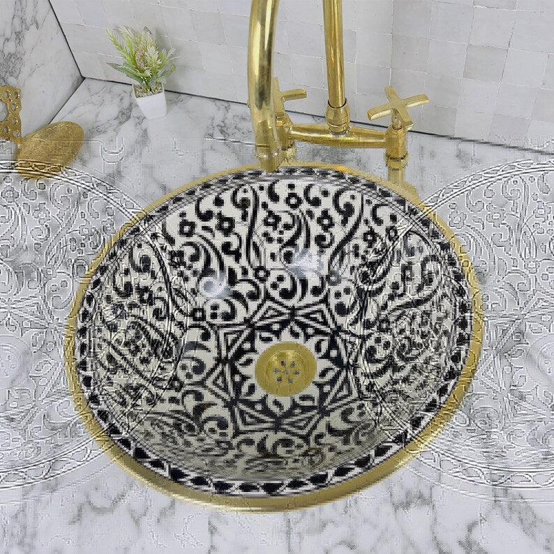 Moroccan Sink with brass rim #54B