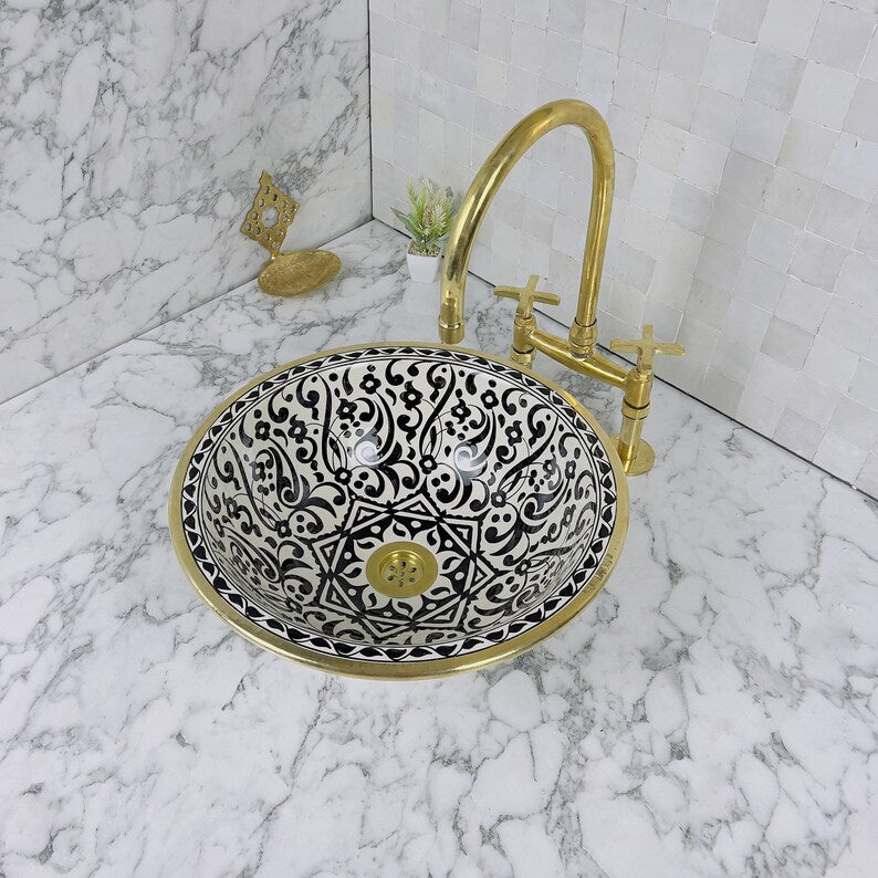 Moroccan Sink with brass rim #54B
