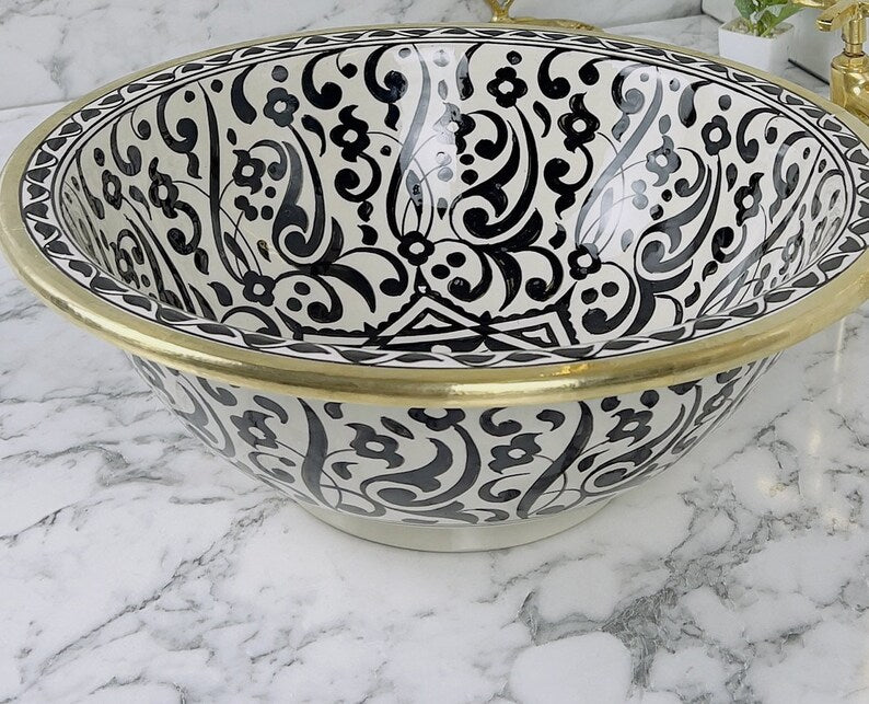 Moroccan Sink with brass rim #54B